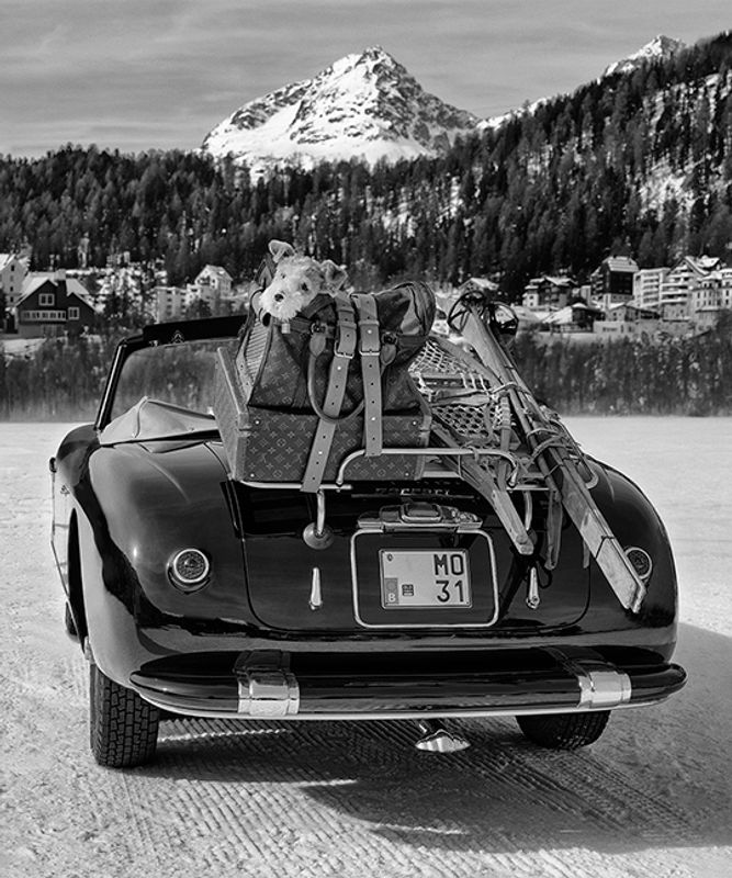 1950 Ferrari 166 Behind 64x60 cm